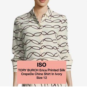 ISO TORY BURCH Erica Printed Silk Crepe De Chine Shirt In Ivory Size 12